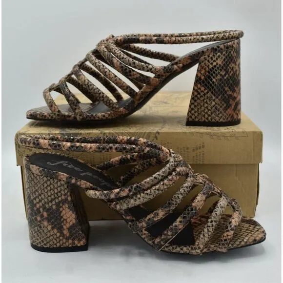 Free People US 7.5 EU 38 Colette Cinched Heel Python Animal Print Heels Shoes