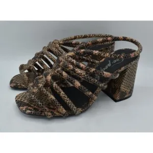 Free People US 7.5 EU 38 Colette Cinched Heel Python Animal Print Heels Shoes