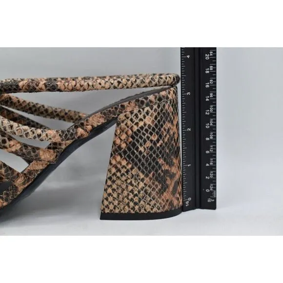 Free People US 7.5 EU 38 Colette Cinched Heel Python Animal Print Heels Shoes