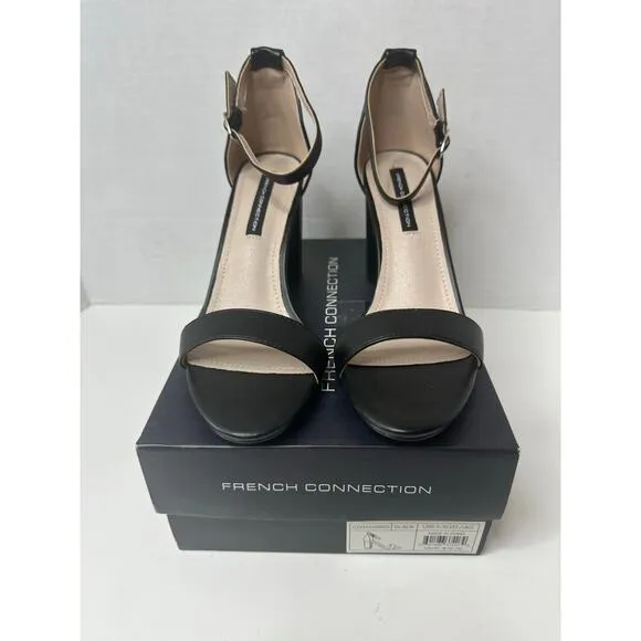 French Connection Women's Dream Block Heel Sandals Black Size 7.5 NWT