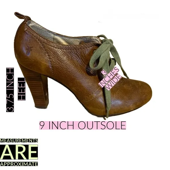 FRYE BROWN DISTRESSES LEATHER HIGH HEEL &quot;MIRANDA&quot; LACE UP SHOES (8M)
