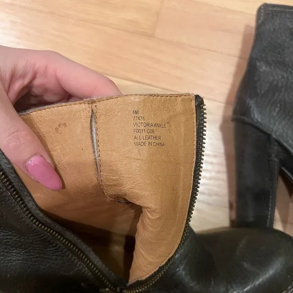 FRYE Dark Grey Heeled Ankle Boots with Block Heel