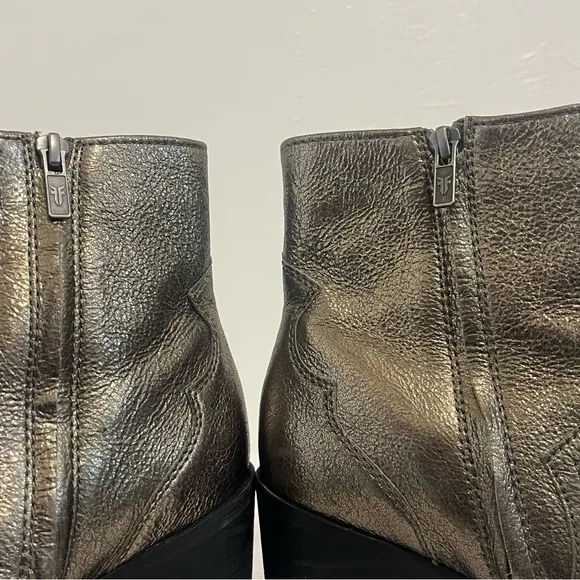 Frye Flynn Textured Metallic Leather Ankle Boots