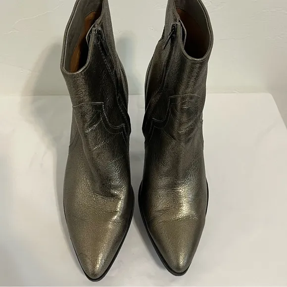 Frye Flynn Textured Metallic Leather Ankle Boots