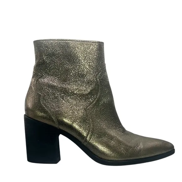 Frye Flynn Textured Metallic Leather Ankle Boots