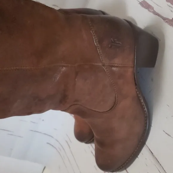Frye Jackie 6.5 brown heel distraes color woman boots