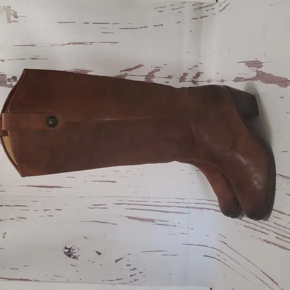 Frye Jackie 6.5 brown heel distraes color woman boots