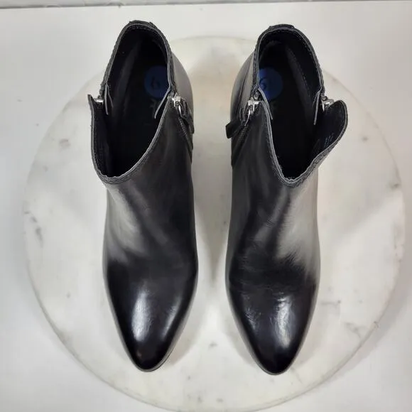 Frye Judith Womens Ankle Boots 6.5 Black Leather Zipper Block Heel Booties NEW