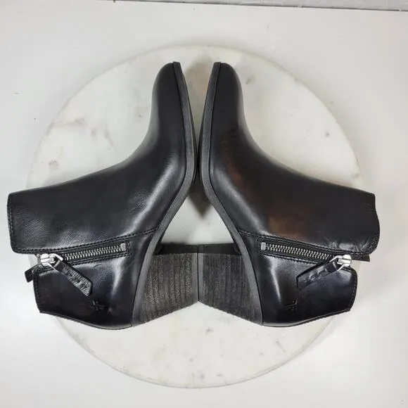 Frye Judith Womens Ankle Boots 6.5 Black Leather Zipper Block Heel Booties NEW