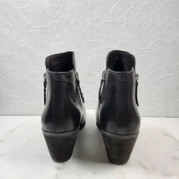 Frye Judith Womens Ankle Boots 6.5 Black Leather Zipper Block Heel Booties NEW