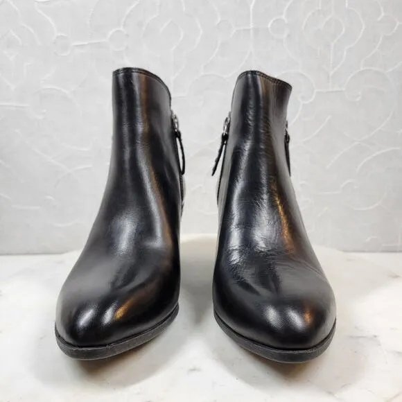 Frye Judith Womens Ankle Boots 6.5 Black Leather Zipper Block Heel Booties NEW