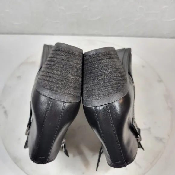 Frye Judith Womens Ankle Boots 6.5 Black Leather Zipper Block Heel Booties NEW