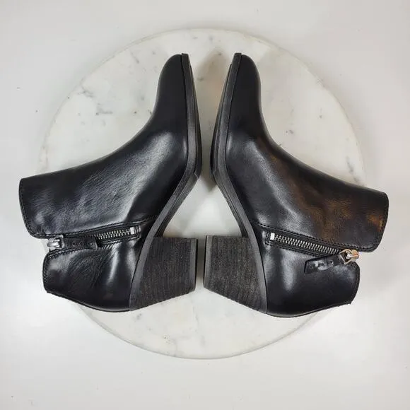 Frye Judith Womens Ankle Boots 6.5 Black Leather Zipper Block Heel Booties NEW
