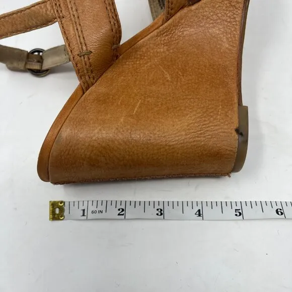Frye wedge Alexa Criss Cross sandals tan leather 9M