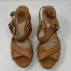 Frye wedge Alexa Criss Cross sandals tan leather 9M