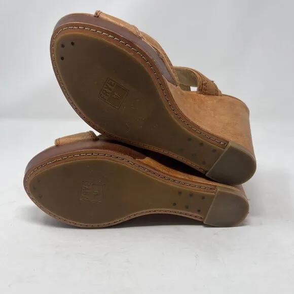 Frye wedge Alexa Criss Cross sandals tan leather 9M
