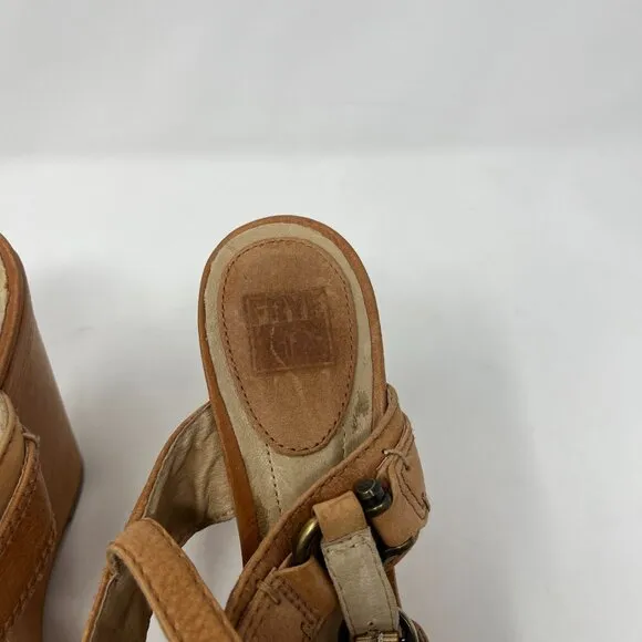 Frye wedge Alexa Criss Cross sandals tan leather 9M