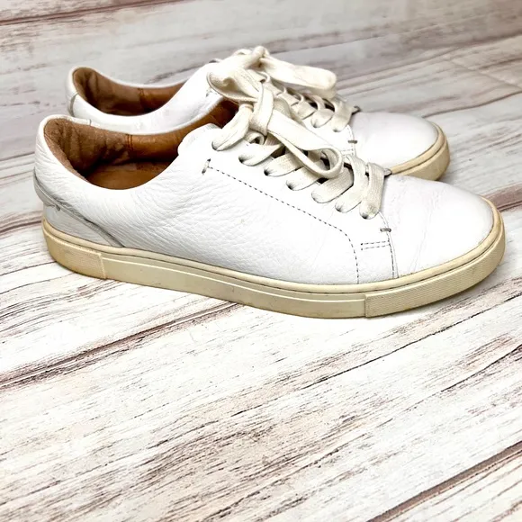 Frye White leather casual sneakers size 6.5‎