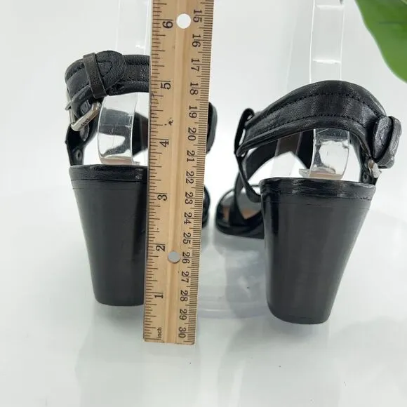 Frye Women's Dani Sandals Women's Size 9.5 Black Leather Block Heel Strappy