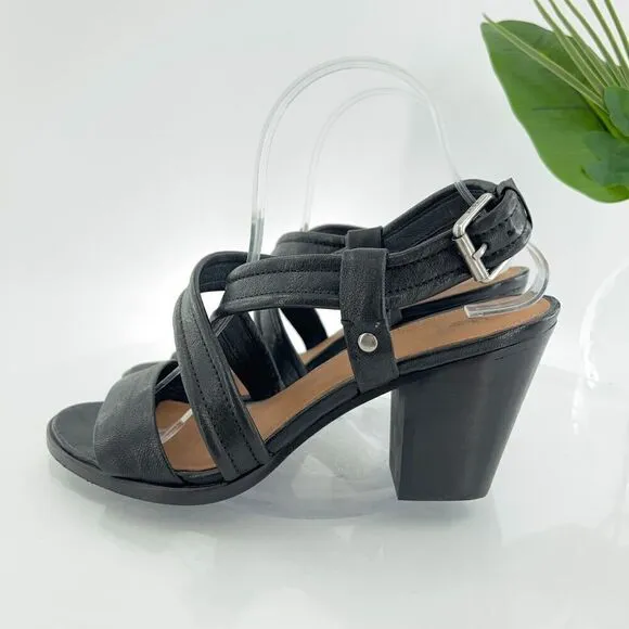 Frye Women's Dani Sandals Women's Size 9.5 Black Leather Block Heel Strappy