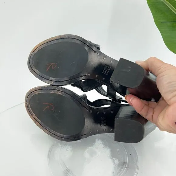 Frye Women's Dani Sandals Women's Size 9.5 Black Leather Block Heel Strappy
