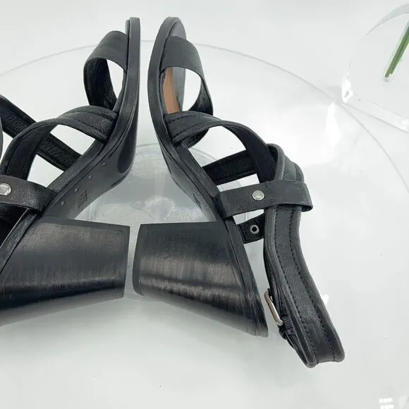 Frye Women's Dani Sandals Women's Size 9.5 Black Leather Block Heel Strappy