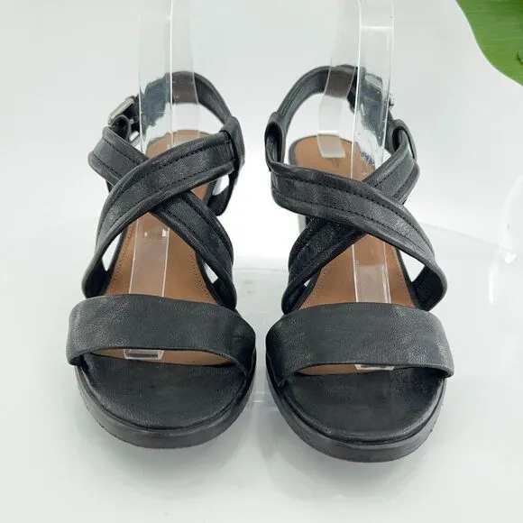 Frye Women's Dani Sandals Women's Size 9.5 Black Leather Block Heel Strappy