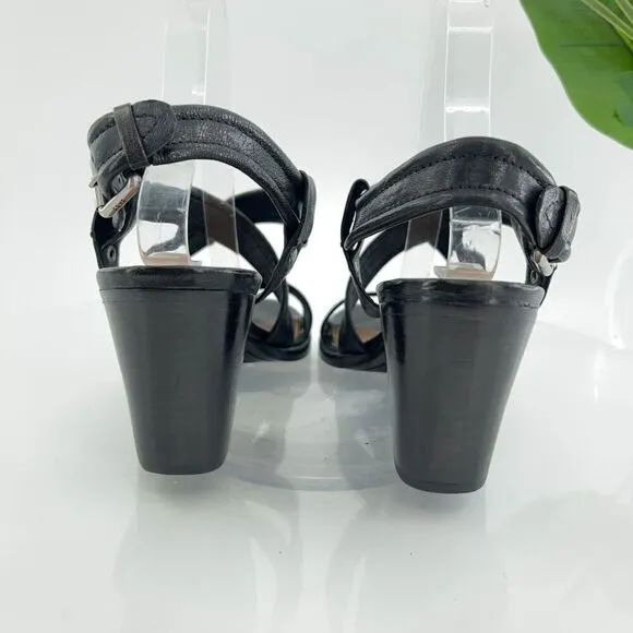Frye Women's Dani Sandals Women's Size 9.5 Black Leather Block Heel Strappy