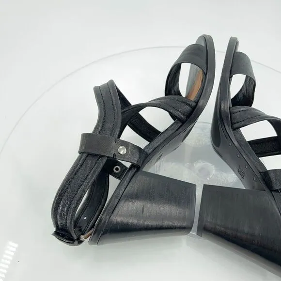 Frye Women's Dani Sandals Women's Size 9.5 Black Leather Block Heel Strappy