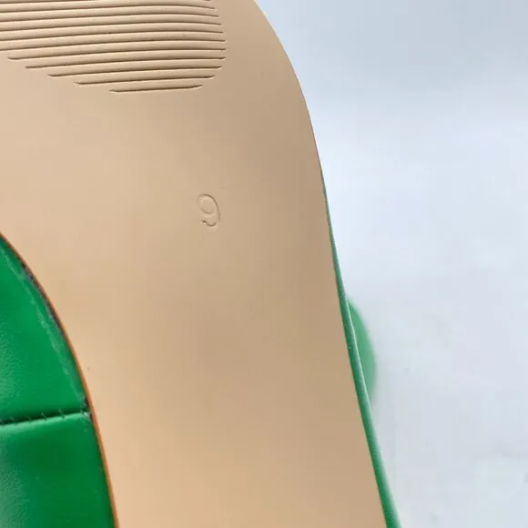 FSJ Women Leather Pointed Toe Flat Pumps Low Heel Slip On Dress Shoes  Green