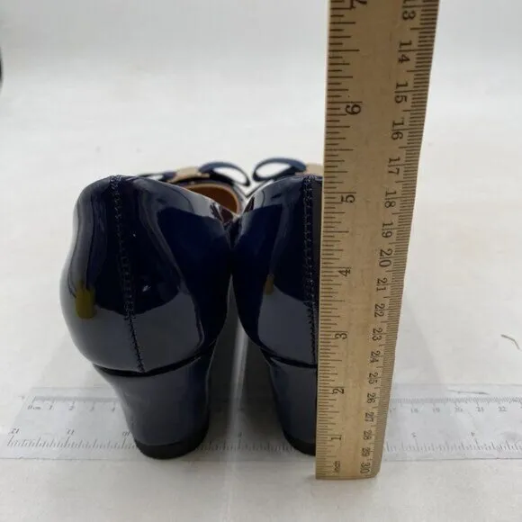 FSJ Women Round Toe Wedge Heels Pumps Closed Toe Solid Slip On Mid Heels Purple