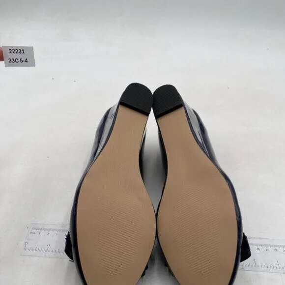 FSJ Women Round Toe Wedge Heels Pumps Closed Toe Solid Slip On Mid Heels Purple