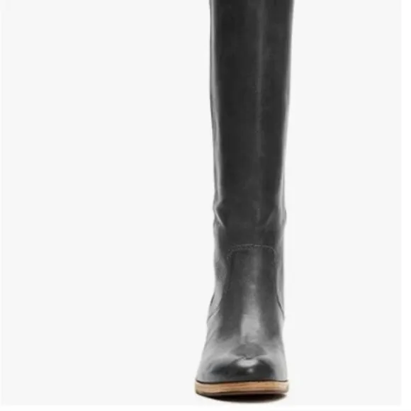 FSJ Women Side Zipper Wedge High Heel Point Toe Fancy Pull On Ladies Boot Black