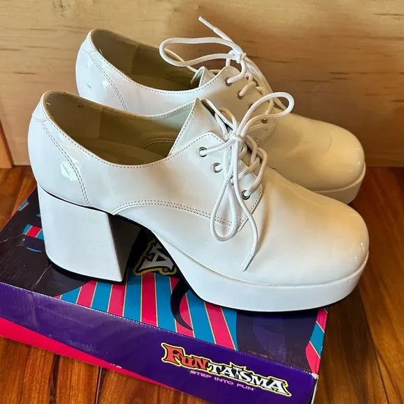 FUNTASMA Jazz-02 Disco Shoes for Men Size 10-11M Patent White