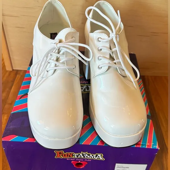 FUNTASMA Jazz-02 Disco Shoes for Men Size 10-11M Patent White