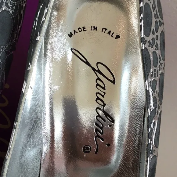 GAROLINI silver and black high heel shoes. Size 7.5
