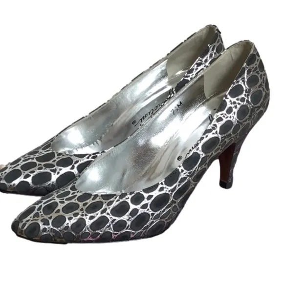 GAROLINI silver and black high heel shoes. Size 7.5