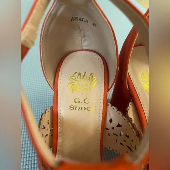 G.C. Block Heel Orange Spring Sandals size 8​ New no Box