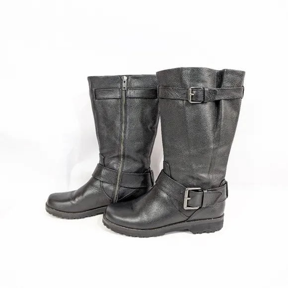 Gentle Souls by Kenneth Cole Buckled Up Moto Boot sz 7 Women Black Leather