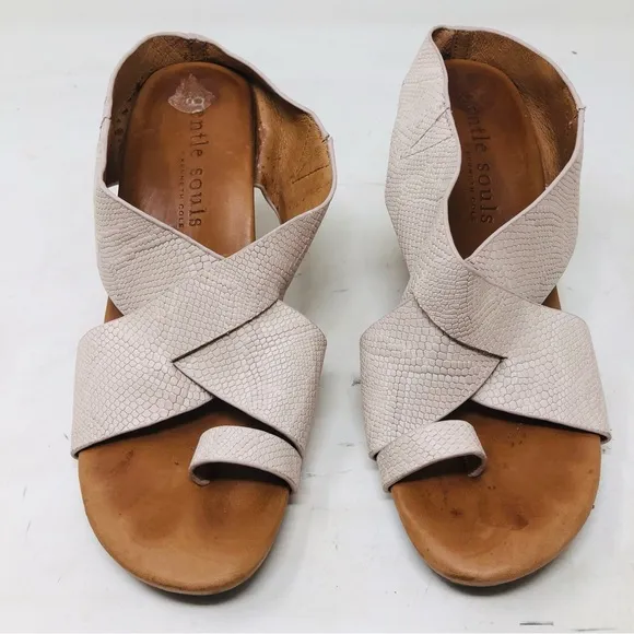 Gentle Souls Inna Snake Print Leather Wedge Sandals.