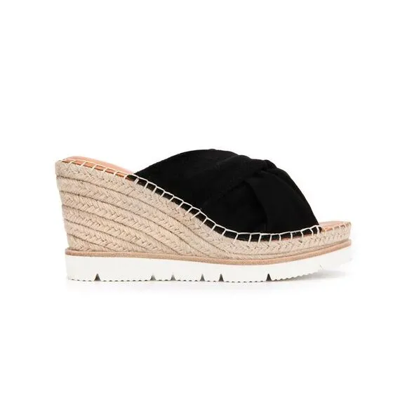 GENTLE SOULS KENNETH COLE Womens Black 1-1/2&quot; Platform Elyssa 2 Wedge Shoes 8.5