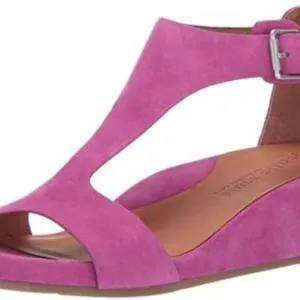 Gentle Souls Gisele Magenta Suede Wedge T-Strap Shoes Sz 8.5