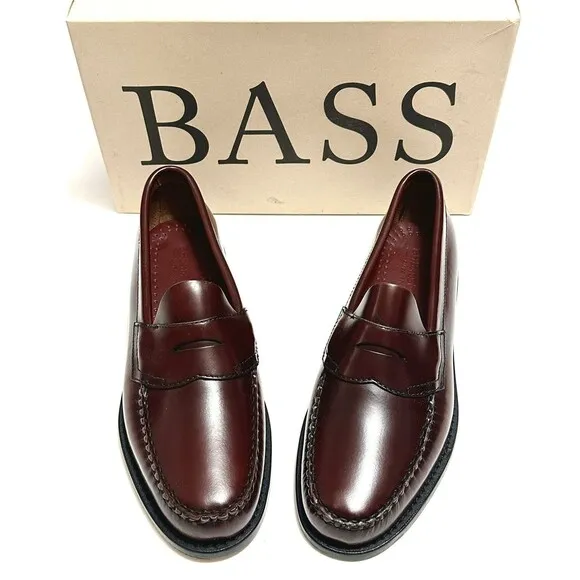 G.H. BASS &amp; CO. Weejuns Leavitt Loafers Deep Wine BASS-LEAVITT Shoes In Box 8.5