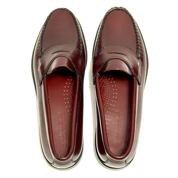 G.H. BASS &amp; CO. Weejuns Leavitt Loafers Deep Wine BASS-LEAVITT Shoes In Box 8.5