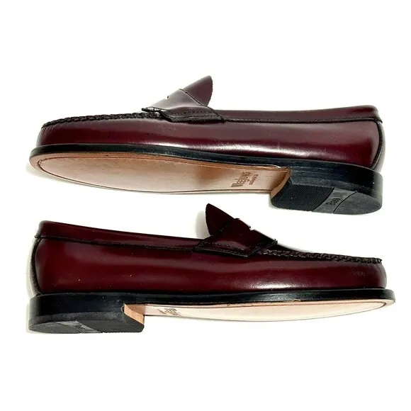 G.H. BASS &amp; CO. Weejuns Leavitt Loafers Deep Wine BASS-LEAVITT Shoes In Box 8.5
