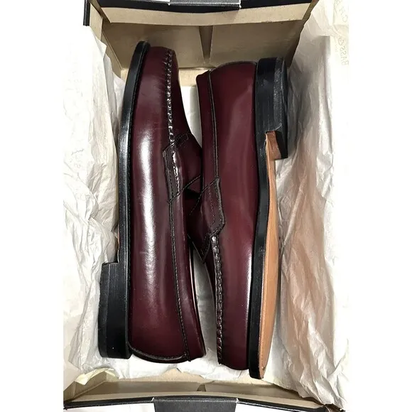 G.H. BASS &amp; CO. Weejuns Leavitt Loafers Deep Wine BASS-LEAVITT Shoes In Box 8.5