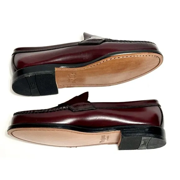 G.H. BASS &amp; CO. Weejuns Leavitt Loafers Deep Wine BASS-LEAVITT Shoes In Box 8.5