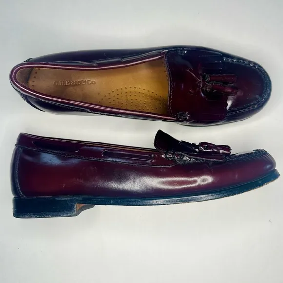 G.H. Bass Weejuns Burgundy Wine Leather Loafers, 8