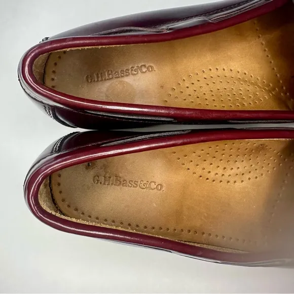 G.H. Bass Weejuns Burgundy Wine Leather Loafers, 8