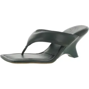 Gia Borghini Womens Gia 6 Green Leather Thong Slides Wedge Sandals Shoes New